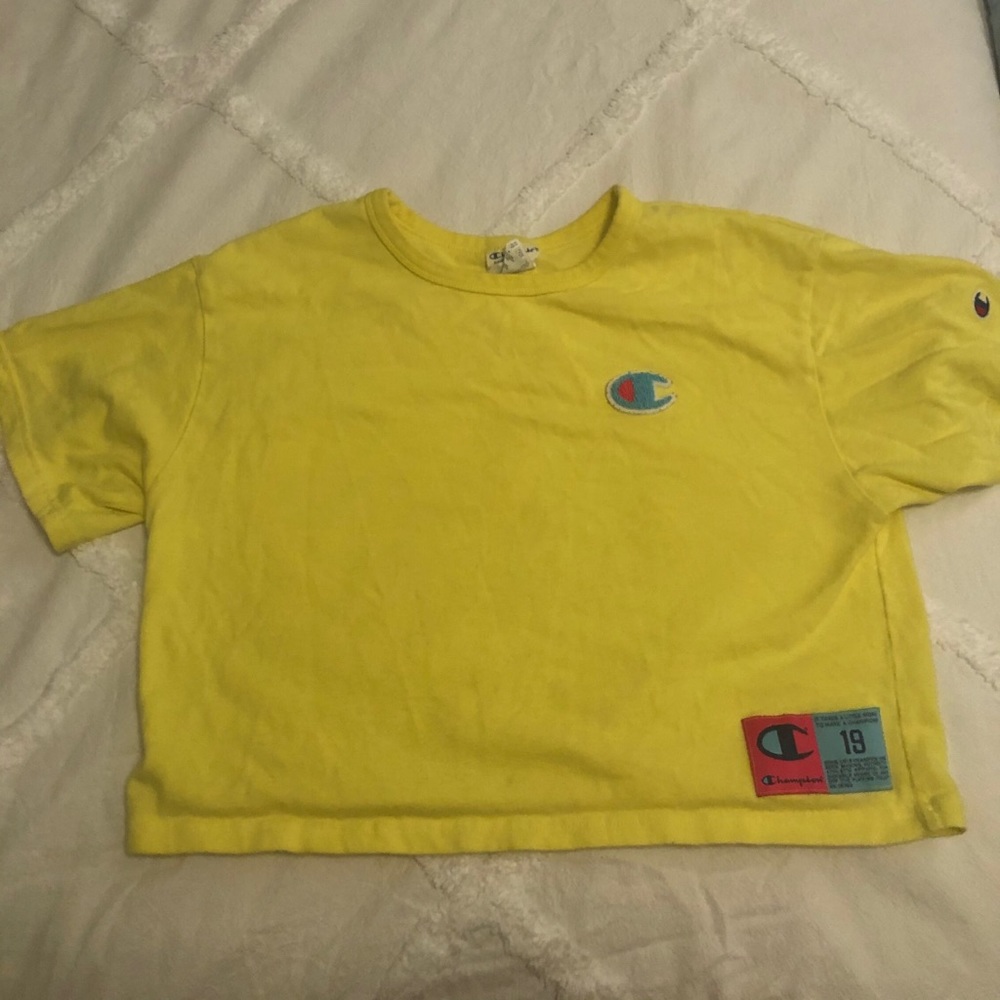 neon champion crop top